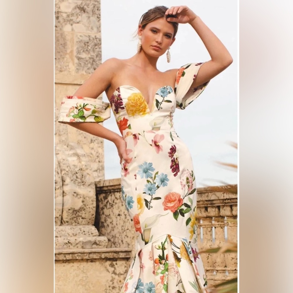 Mestiza New York Gloria Floral Off Shoulder Mermaid Maxi Gown Size 0 NWT - Picture 4 of 7
